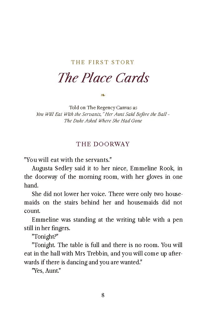 The opening page of The Place Cards, the first story in Volume I